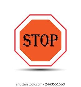 Traffic stop sign, stop road signal vector illustration.