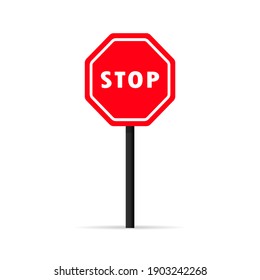 Traffic stop signal icon. Road traffic control. Forbidden sign. Vector on isolated white background. EPS 10
