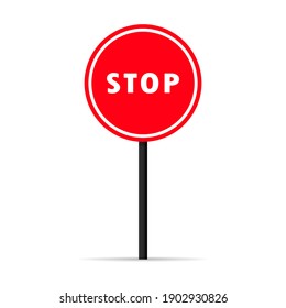 Traffic stop signal icon. Warning forbidden sign. Vector on isolated white background. EPS 10