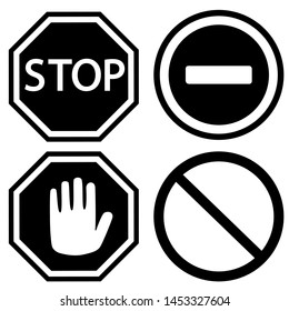 Traffic Stop Vector Icon Set. Stop Illustration Sign Collection. Warning Symbol Or Logo.