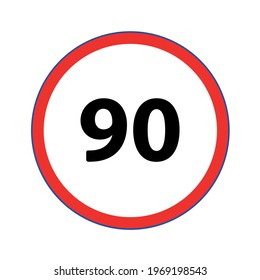 Traffic symbol indicating a maximum speed limit of 90 KM. Vector design EPS 10