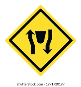 Traffic symbol indicating that it is a double driveway.
banner, signboard symbols. Vector design EPS 10.