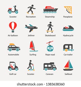 Traffic and transport vector icons set