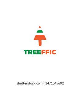 Traffic and tree logo design vector illustration inspiration