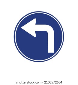 Traffic Turn left ahead sign board illustration