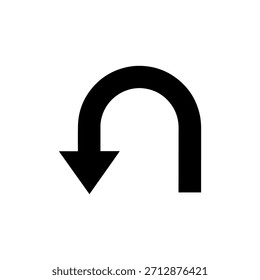 Traffic u Turn Pfeilsymbol Silhouette Vektor flache Illustration Design.