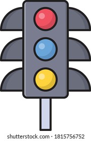 traffic vector flat color icon 