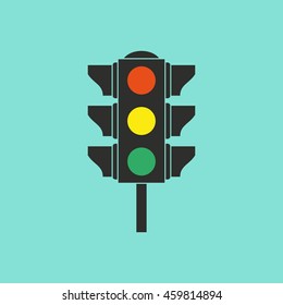 Traffic vector icon. Black illustration isolated on green background for graphic and web design.