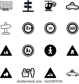 traffic vector icon set such as: narrows, station, education, color, width, vectors, officer, tractor, bike, cargo, drive, closeup, limitation, children, roadside, ahead, rotate, free, regulatory