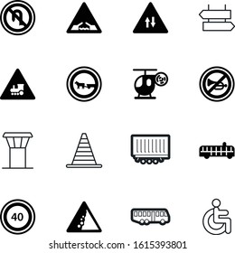 traffic vector icon set such as: handicap, directional, allowed, signal, direction, going, disable, nature, horn, siren, animal, route, security, limitation, way, fill, computer, roadsign, image