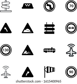 traffic vector icon set such as: crosswind, signage, chipping, steep, set, dangerous, stone, loose, hazard, directional, overtake, warnings, business, siren, windscreen, rally, stop, people, modern