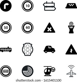 traffic vector icon set such as: delivery, cab, yellow, navigation, empty, side, guide, check, fuel, spin, protection, arrowhead, keep, child, detect, service, go, text, illuminated, scanning