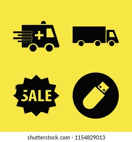 traffic vector icons set. with truck, ambulance car, sale and flash driver in set