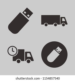 traffic vector icons set. with truck, fast delivery truck and flash driver in set