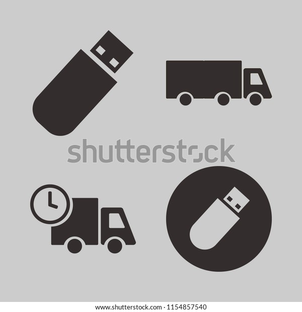 traffic vector icons set. with truck, fast
delivery truck and flash driver in
set