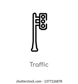traffic vector line icon. Simple element illustration. traffic outline icon from signs concept. Can be used for web and mobile