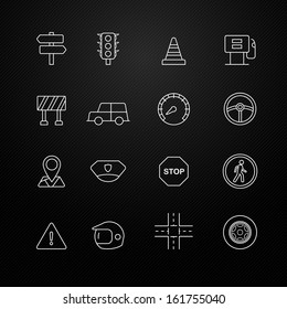 traffic vector thin line symbol icon on black background