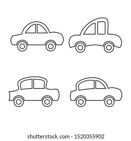 Traffic Vehicles Cars Icons Set in a Flat Design 