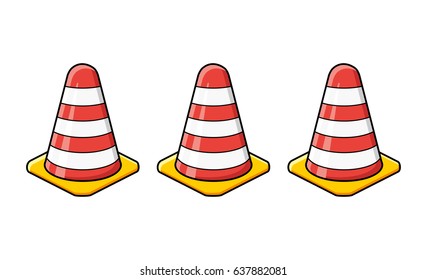Traffic warning cones isolated. 