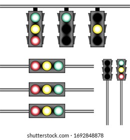 Traffic warning , green red and yellow vector illustration , danger control transport lightinng lamp symbol 