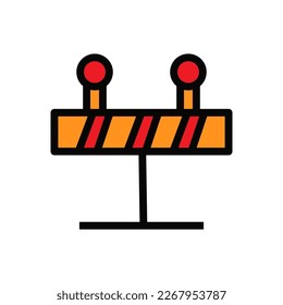 Traffic warning line icon isolated on white background. Black flat thin icon on modern outline style. Linear symbol and editable stroke. Simple and pixel perfect stroke vector illustration