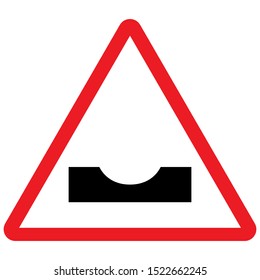 Traffic warning road sign. Red triangle dangerous dip symbol vector.