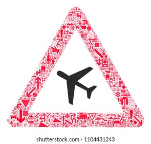 Traffic warning sign 22. All traffic signs forming red triangle. traffic sign icons collage. traffic warning sign. Board warning sign. flight area
