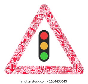 Traffic warning sign 31. All traffic signs forming red triangle. traffic sign icons collage. traffic warning sign. Board warning sign. lights
