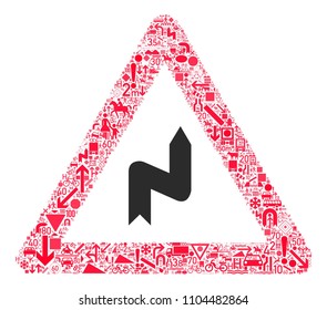Traffic warning sign 5. All traffic signs forming red triangle. traffic sign icons collage. traffic warning sign. Board warning sign
