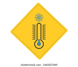 Signo de advertencia de tráfico frío en blanco