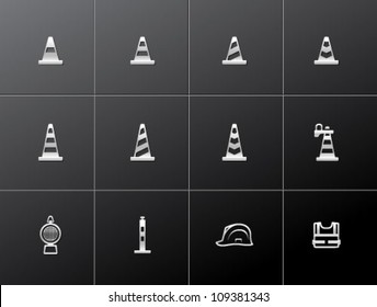 Traffic warning sign icon series in  metallic style