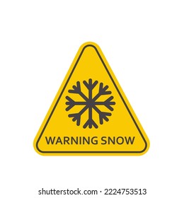 Tráfico, aviso de nevada. Triángulo amarillo Hielo sobre fondo blanco aislado. Nieve o nevada en peligro. helado