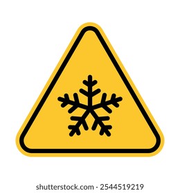 Trânsito, sinal de aviso de queda de neve. Triângulo amarelo Ícone de gelo isolado no fundo branco