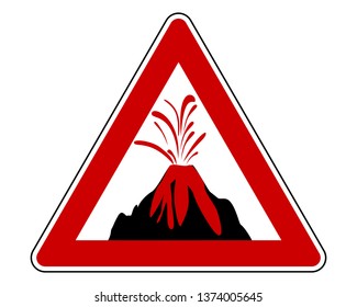 Traffic warning sign volcanic eruption