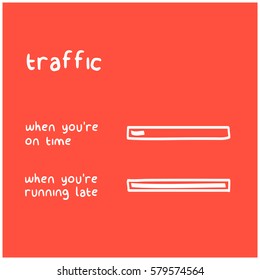 Traffic When You're On Time Vs. Running Late (Funny Bar Graph Vector Illustration Concept)