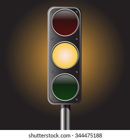 Traffic yellow light vector illustration for traffic sign and design background.