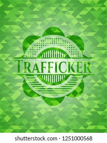 Trafficker green emblem with triangle mosaic background