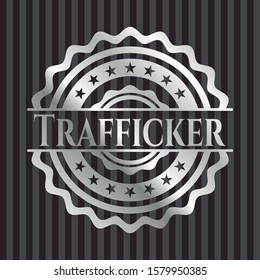 Trafficker silver badge. Vector Illustration. Mosaic.