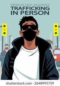 Trafficking in person against world day, vector art illustration.