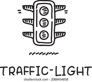 Traffic-light. Sketchy hand-drawn vector illustration.