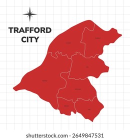 Trafford City map illustration. Map of the City in England