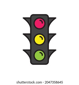 Trafic Light Icon. Trafic Light Logo. Vector Illustration. Isolated on White Background. Editable Stroke