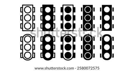 trafic light icon sign vector design black white color outline and black filled illustration sets 