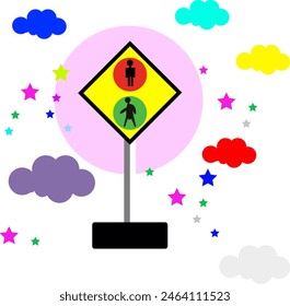 Trafic light signs for road suitable for kids education or elementary school