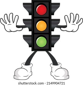 Trafic Light Vector Illustration Cartoon with Hand double Stop