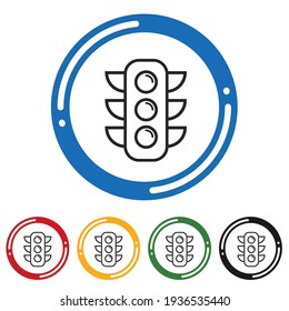 Trafic lights icon set. Line design vector illustration in 5 colors options for web design.