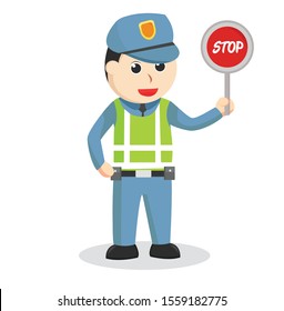 trafic police man sign stop design