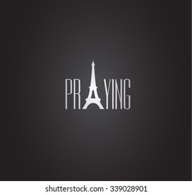 Tragedy 13th November 2015 praying for Paris background and Eiffel tower silhouette  Vector eps10 