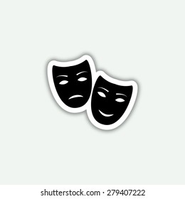 Tragedy and comedy masks icon - vector sticker