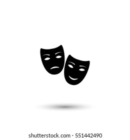 Tragedy and comedy masks vector icon with round  shadow